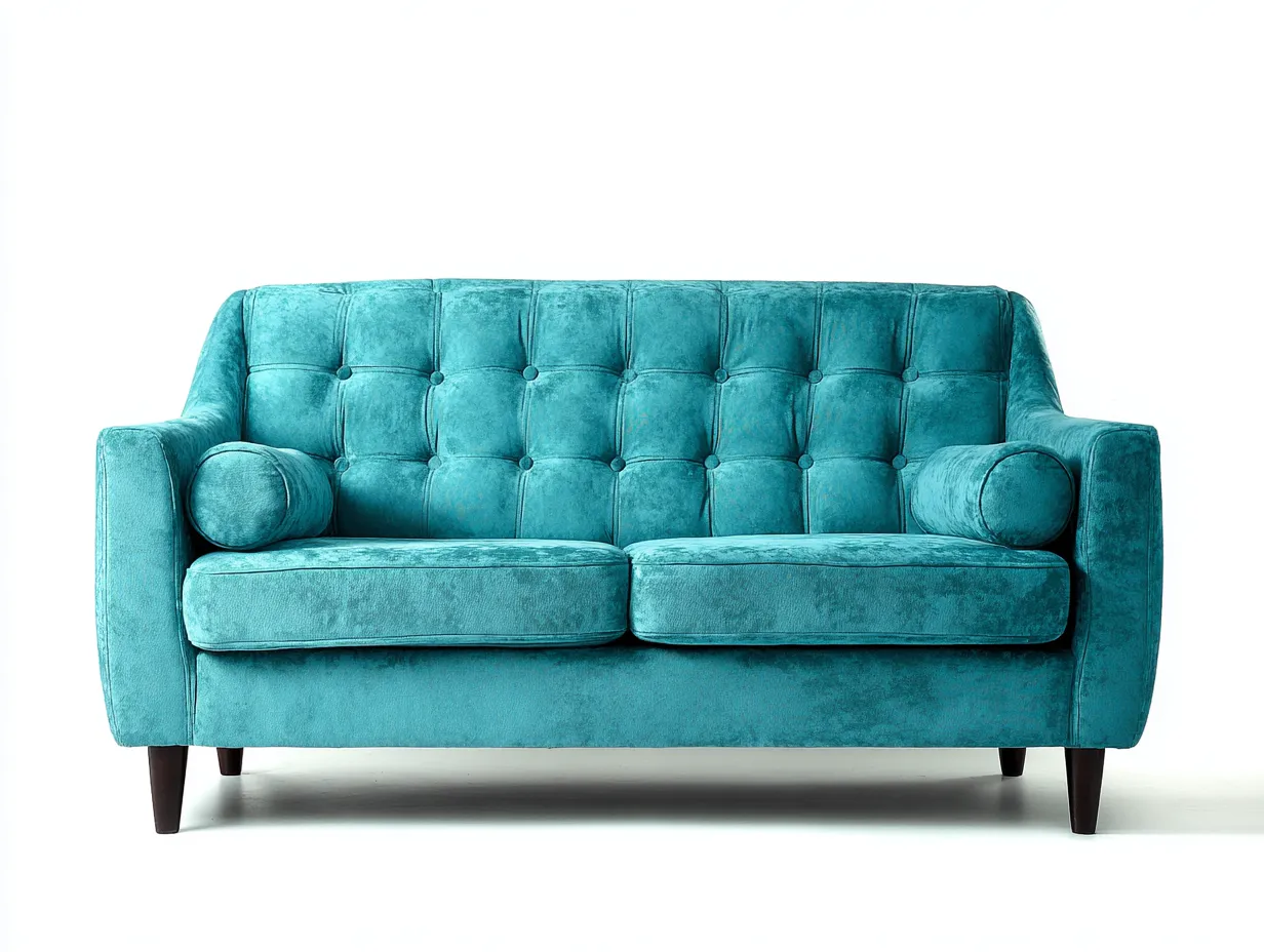 Canapé 2 places en tissu 170x90x85 cm - bleu vert - style vintage-Homimyloft