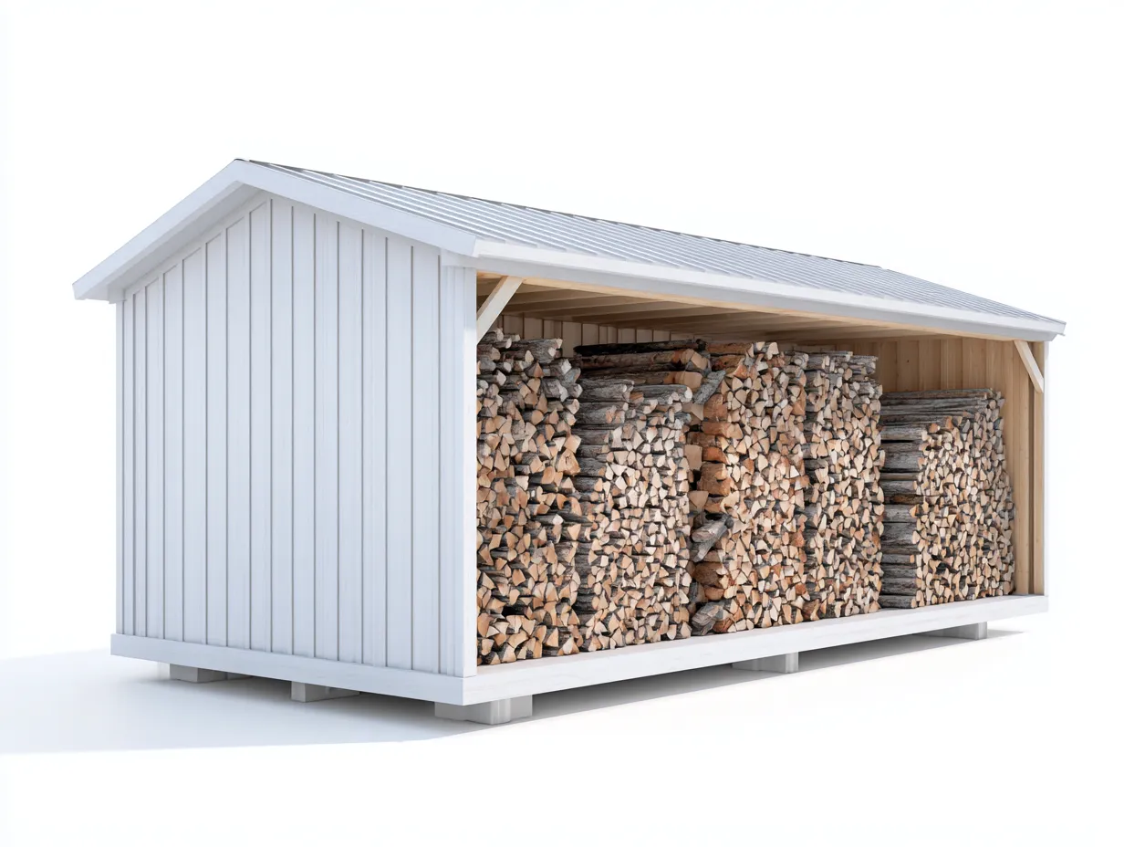 Abri à bûches bois peint 300x90x170 cm - blanc - rangement extérieur protégé-Homimyloft