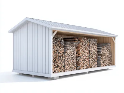 Abri à bûches bois peint 300x90x170 cm - blanc - rangement extérieur protégé-Homimyloft