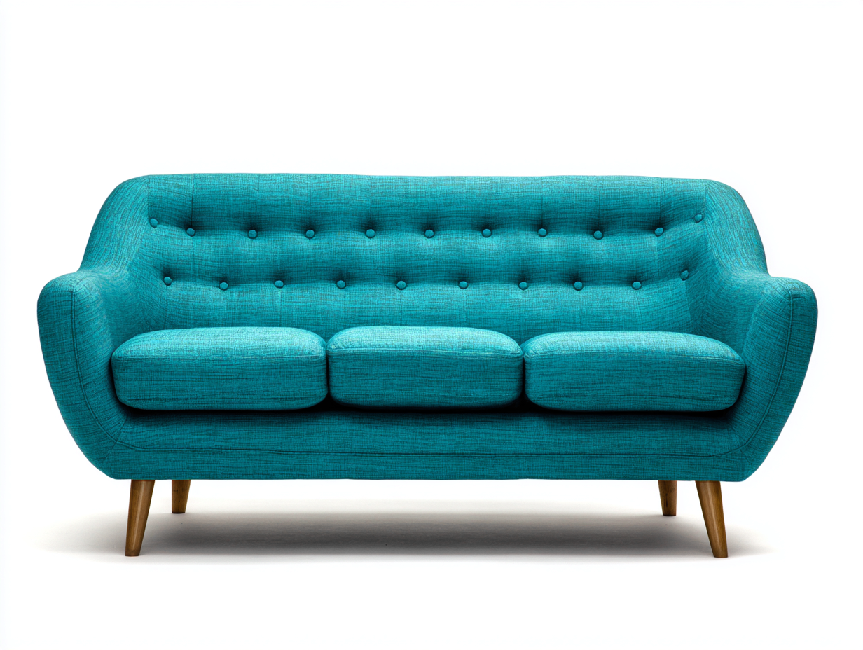 Canapé 3 places en tissu 195x90x85 cm - bleu vert - style vintage-Homimyloft