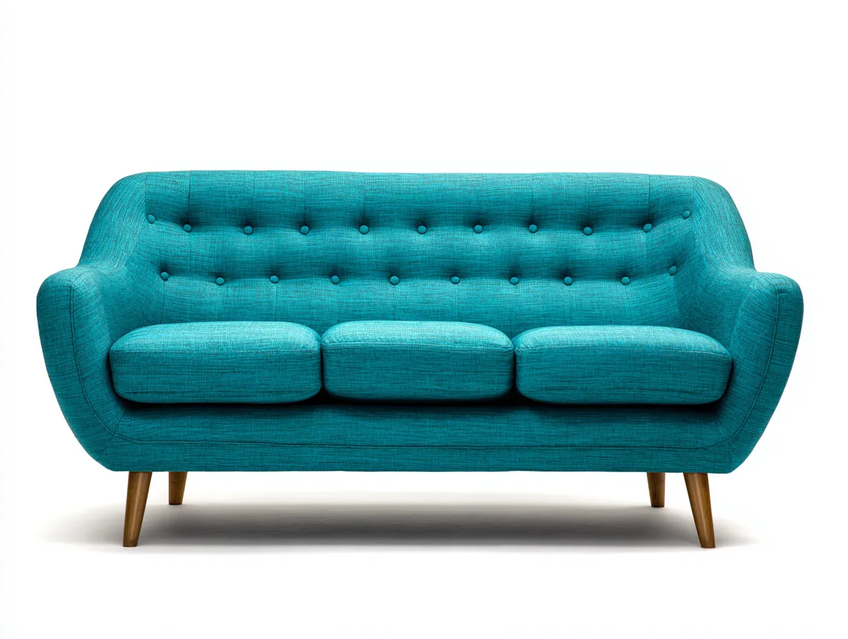 Canapé 3 places en tissu 195x90x85 cm - bleu vert - style vintage-Homimyloft