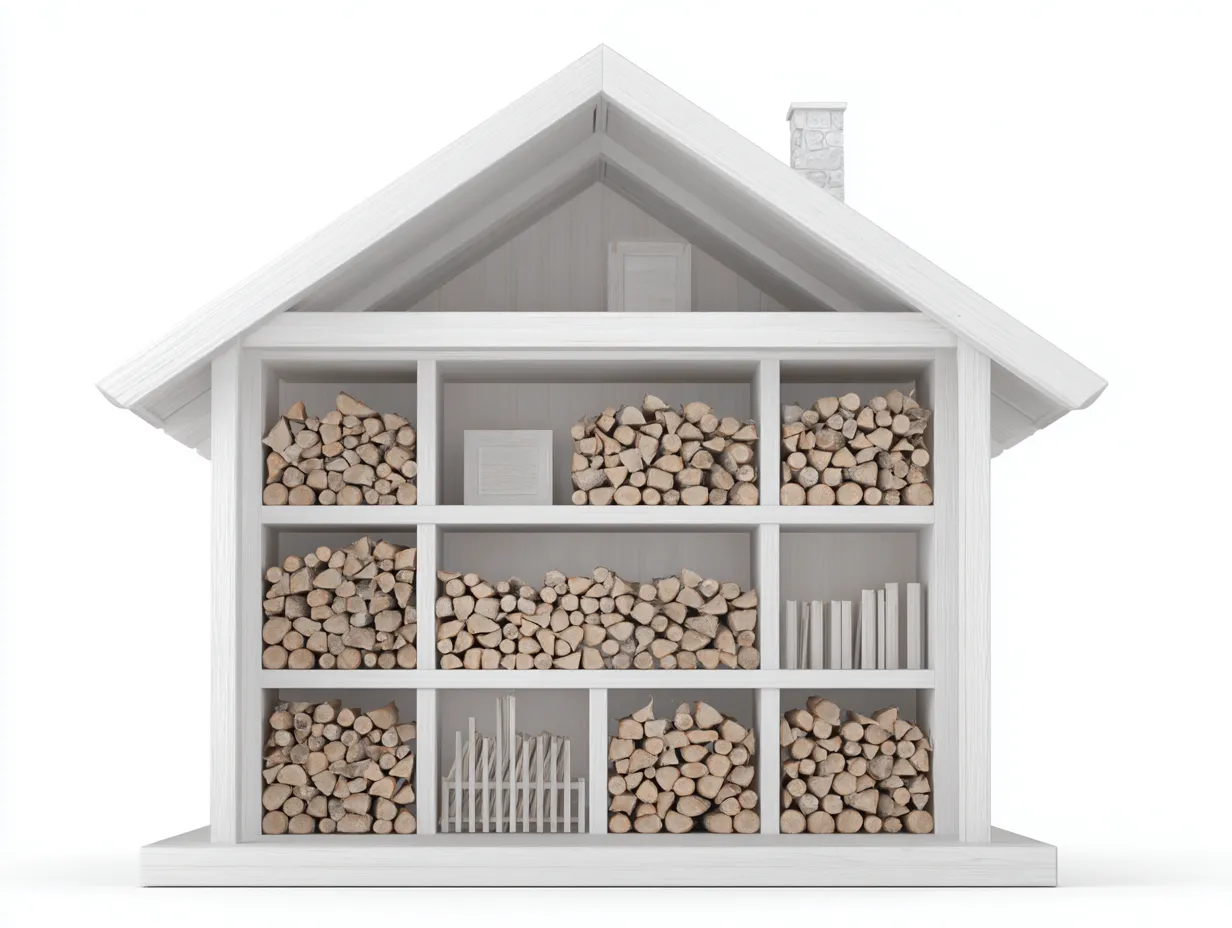 Abri à bûches en bois avec compartiments 200x50x190 cm - blanc - style maison de jardin-Homimyloft