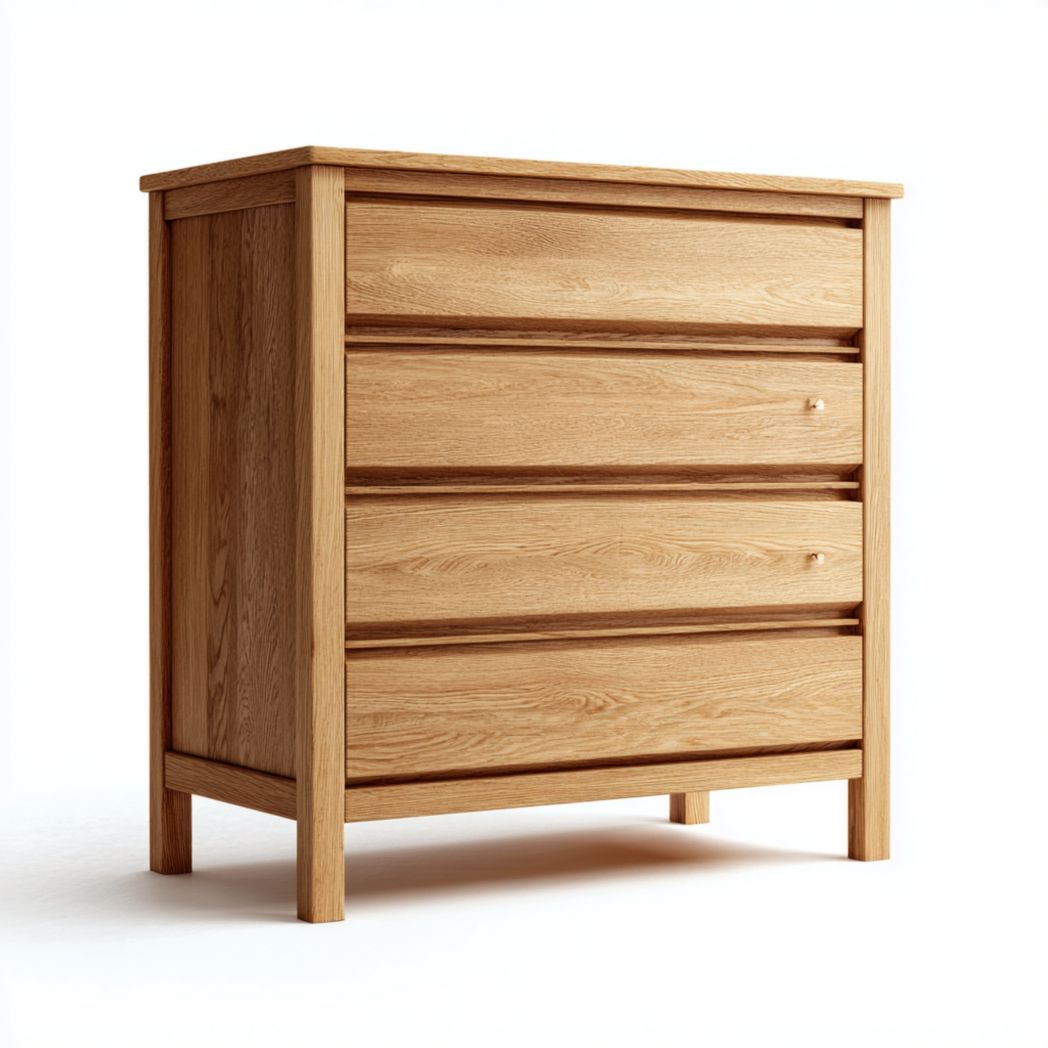 Commode en chêne massif avec quatre tiroirs et poignées intégrées-Gain Furniture