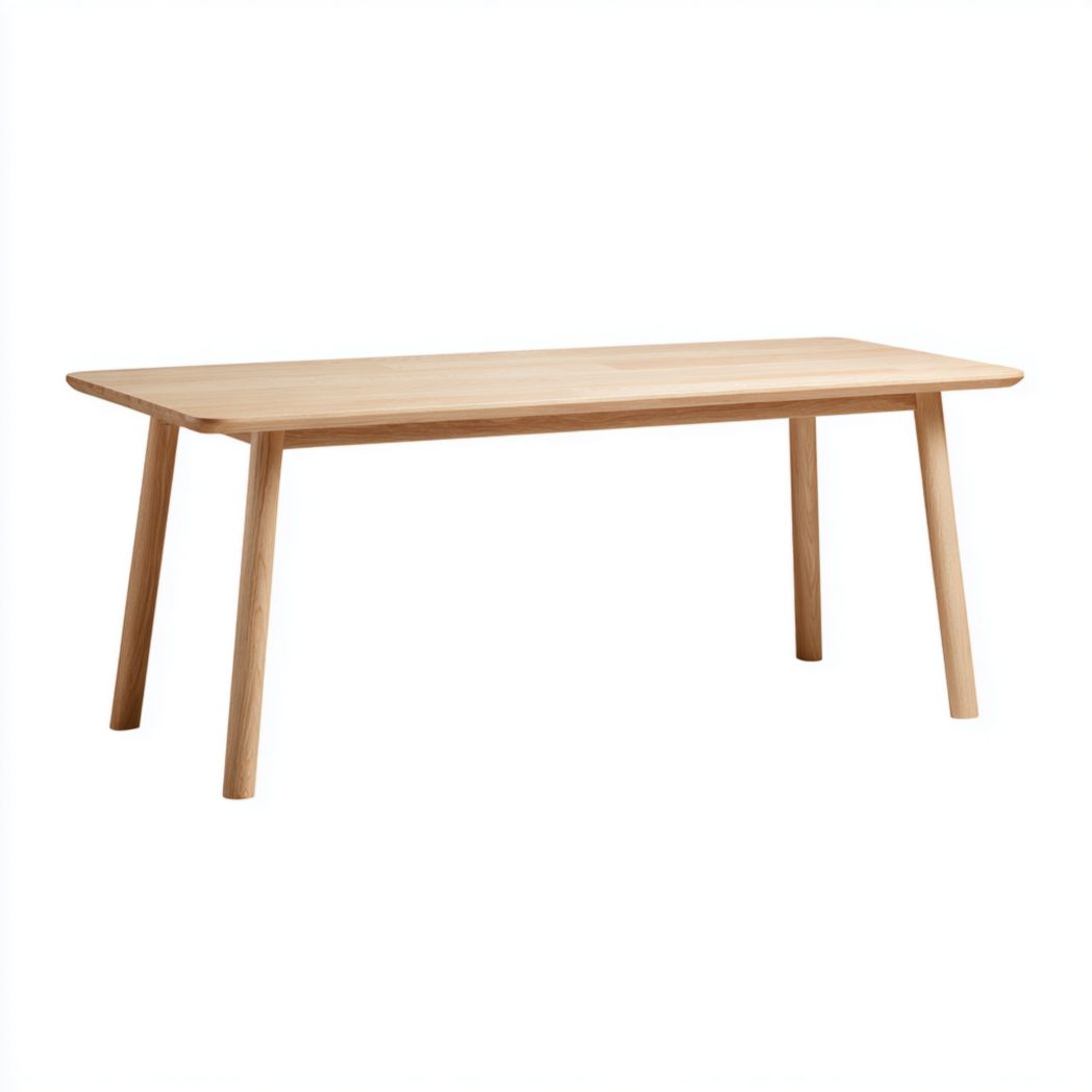 Table de repas rectangulaire en chêne massif avec pieds ronds splay-Gain Furniture