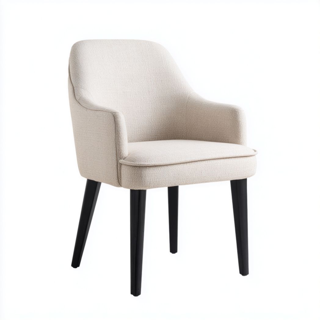 Fauteuil rembourré en tissu beige avec pieds en bois-Gain Furniture