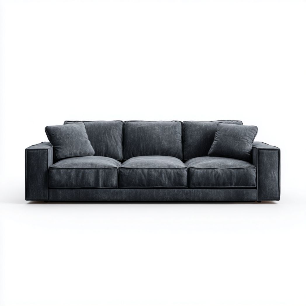 Canapé 3 places en simili cuir noir-Gain Furniture