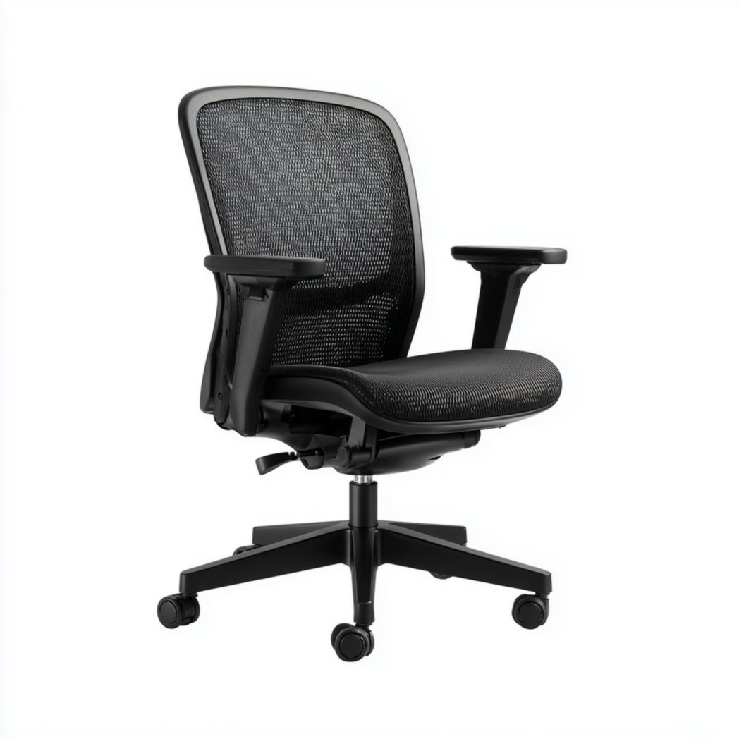 Chaise de bureau à dossier en maille avec accoudoirs - Noir-Gain Furniture