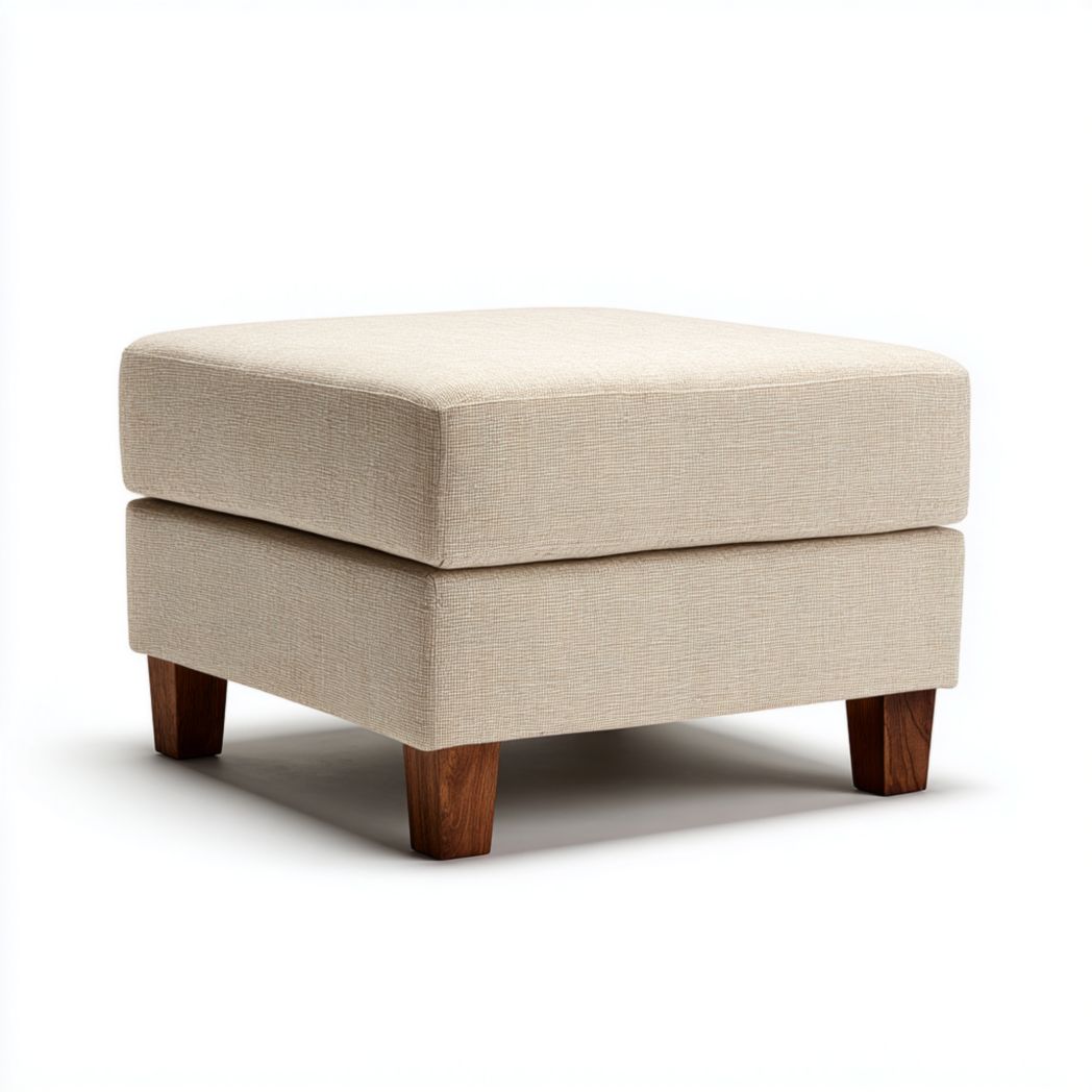 Ottoman Carré en Tissu avec Pieds en Bois de Chêne-Gain Furniture