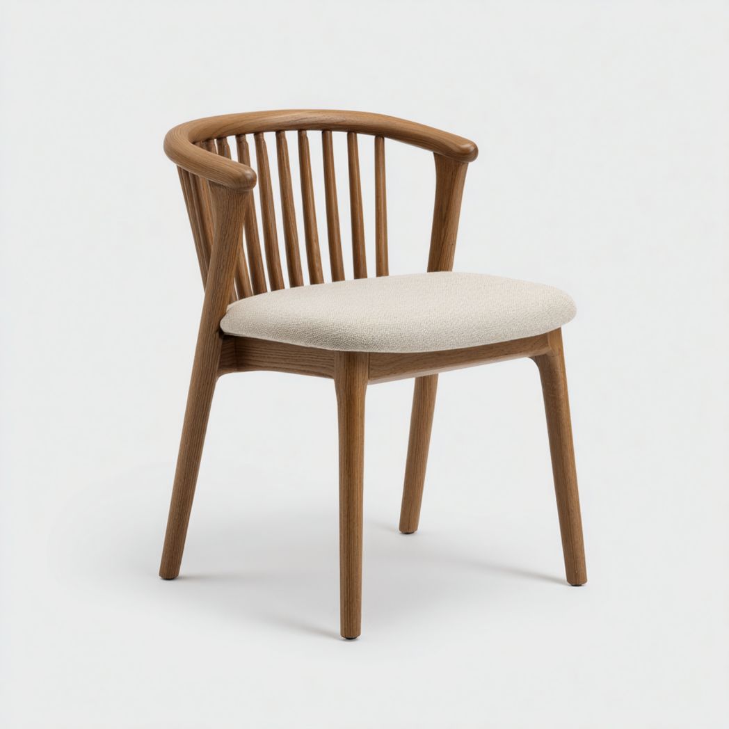 Chaise avec accoudoirs en bois massif et assise rembourrée-Girotto Furniture