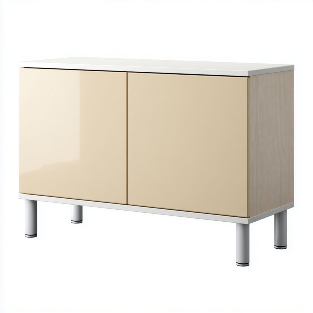 Buffet bas à 2 portes finition laquée beige avec piètement en acier-Girotto Furniture
