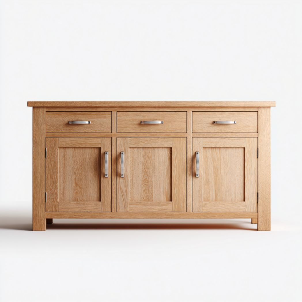 Buffet en chêne massif avec 3 portes et 3 tiroirs-Girotto Furniture