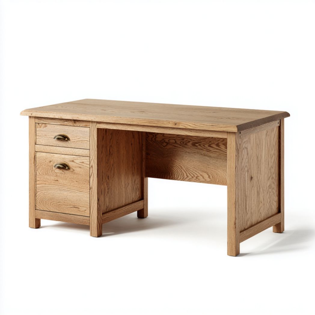 Bureau rectangulaire avec plateau et caisson en bois massif-Girotto Furniture