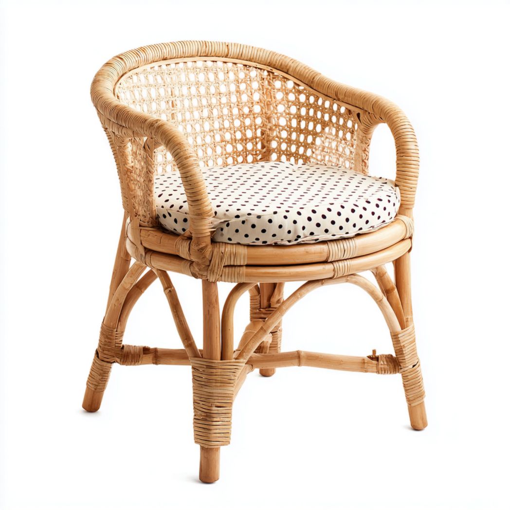 Chaise en Rotin avec Coussin à Pois-Girotto Furniture