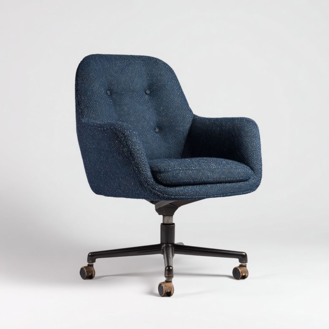 Chaise de Bureau Pivotante en Tissu Tweed avec Roulettes-Girotto Furniture