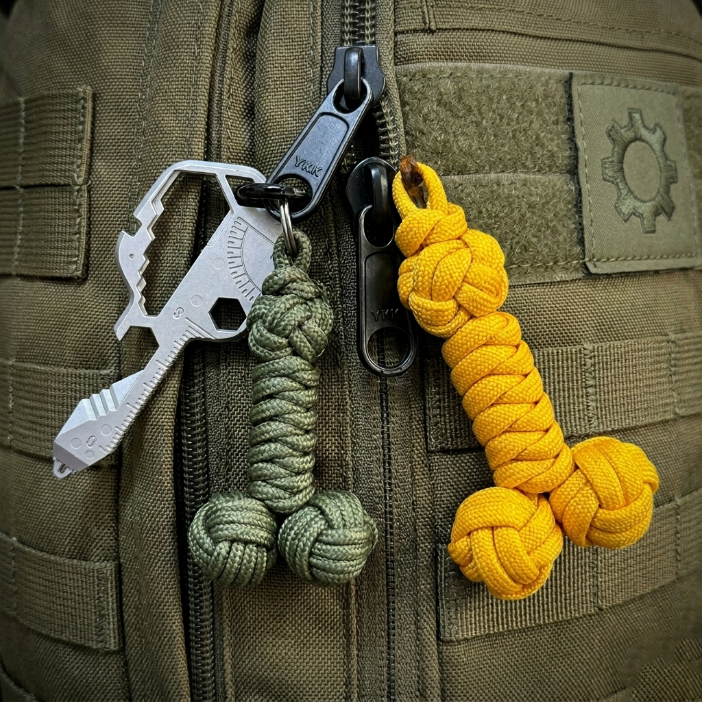 Handmade Paracord Lanyard: Tactical Survival Zipper Pull