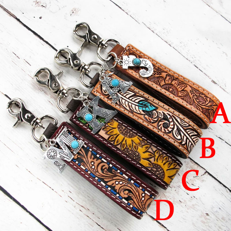 Cowboy Leather Keychain