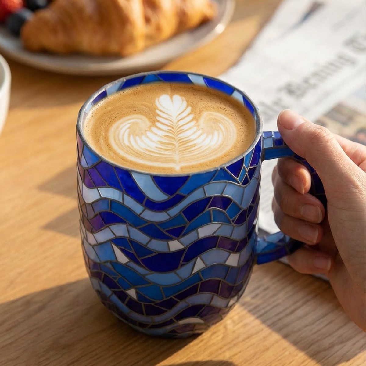 "Coastal Mosaic" Handcrafted Glass Mug Collection