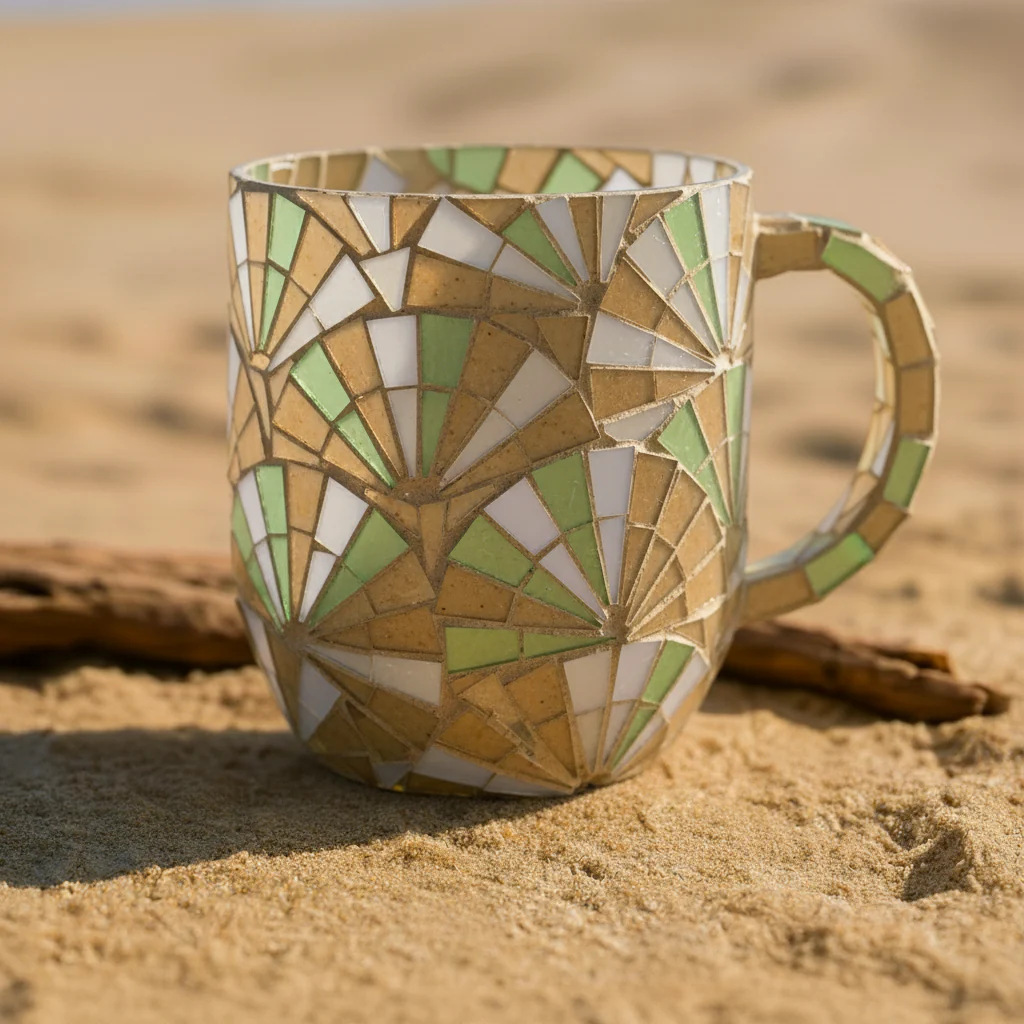 "Coastal Mosaic" Handcrafted Glass Mug Collection