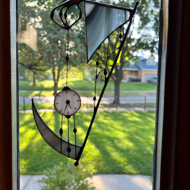 Grim reaper stained glass suncatcher