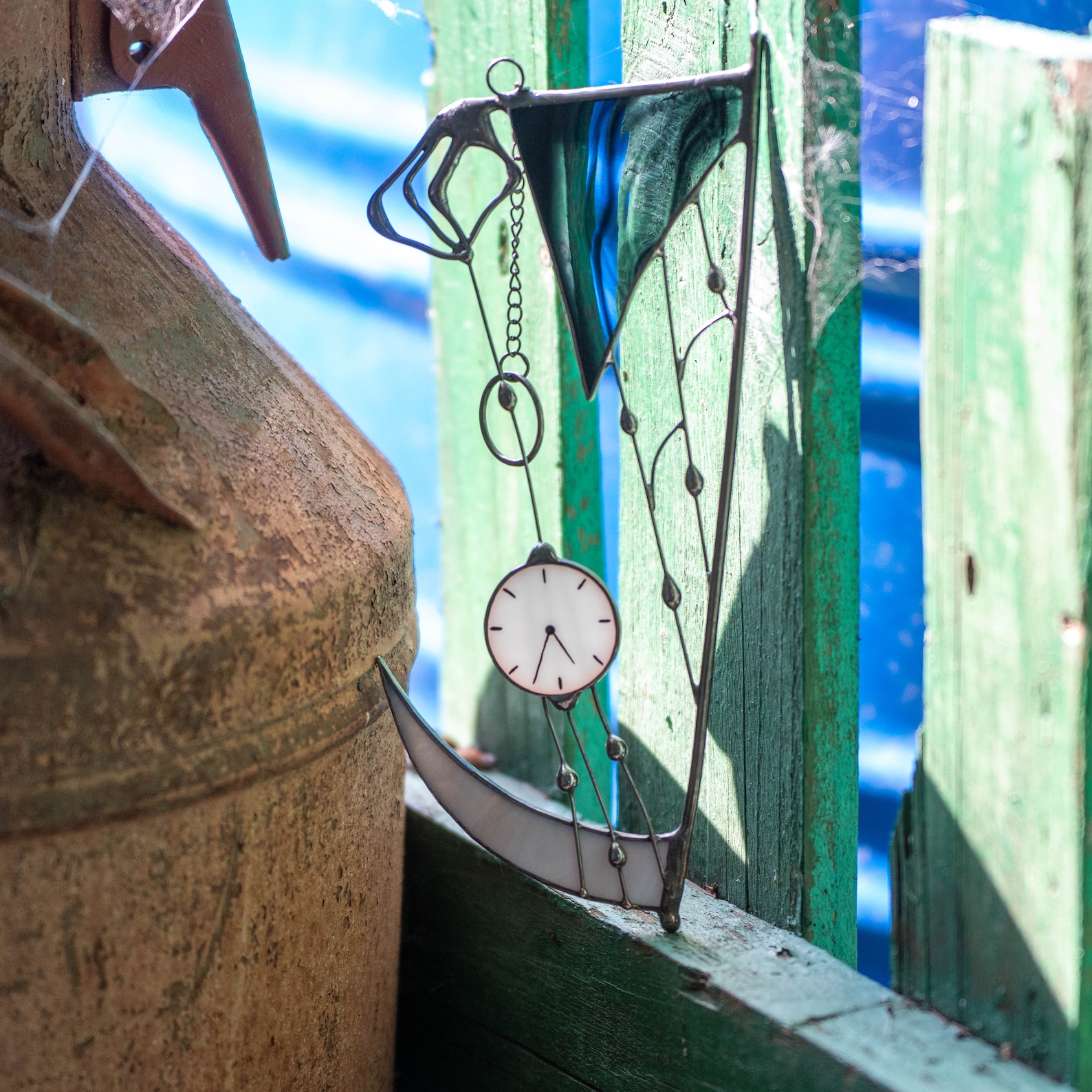 Grim reaper stained glass suncatcher