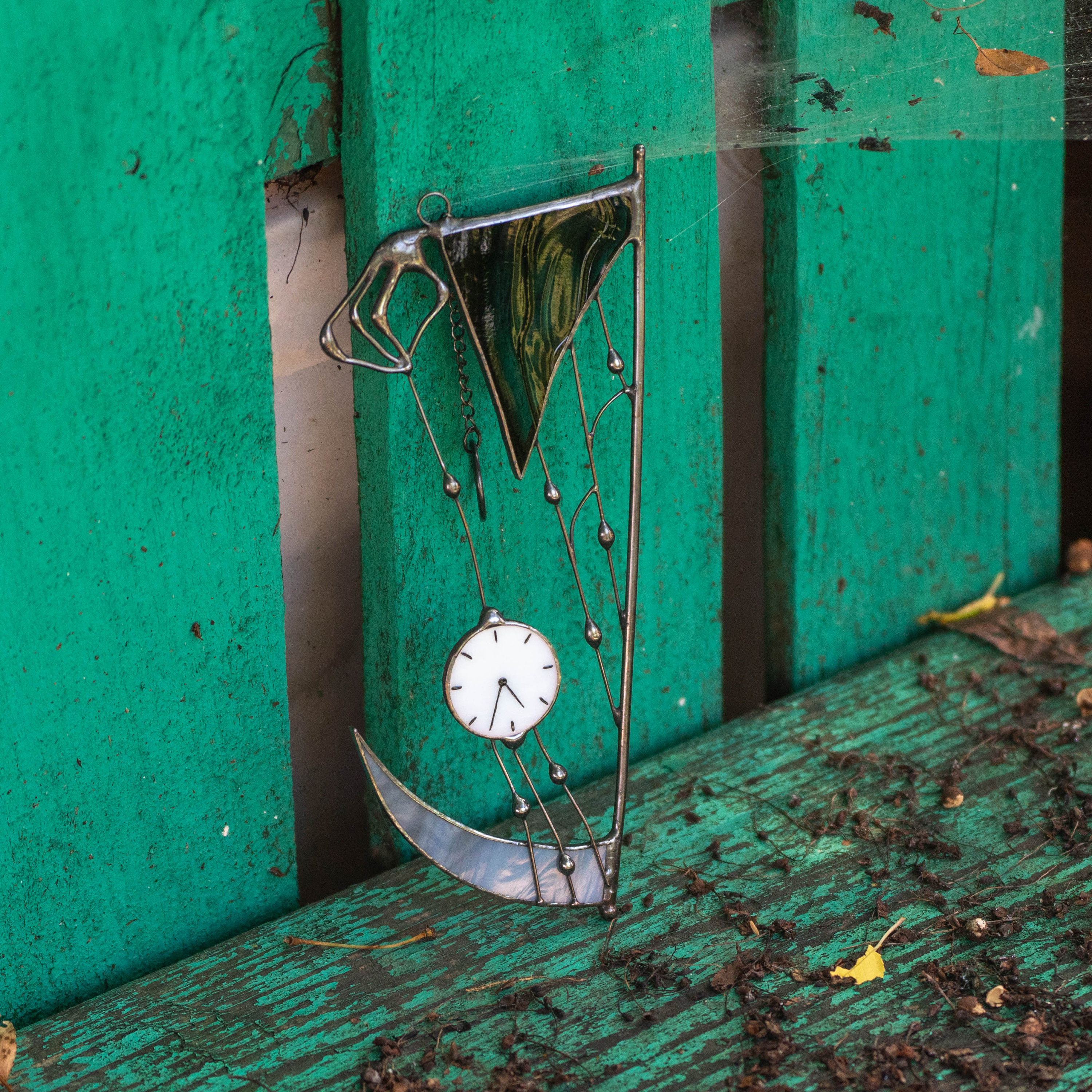 Grim reaper stained glass suncatcher