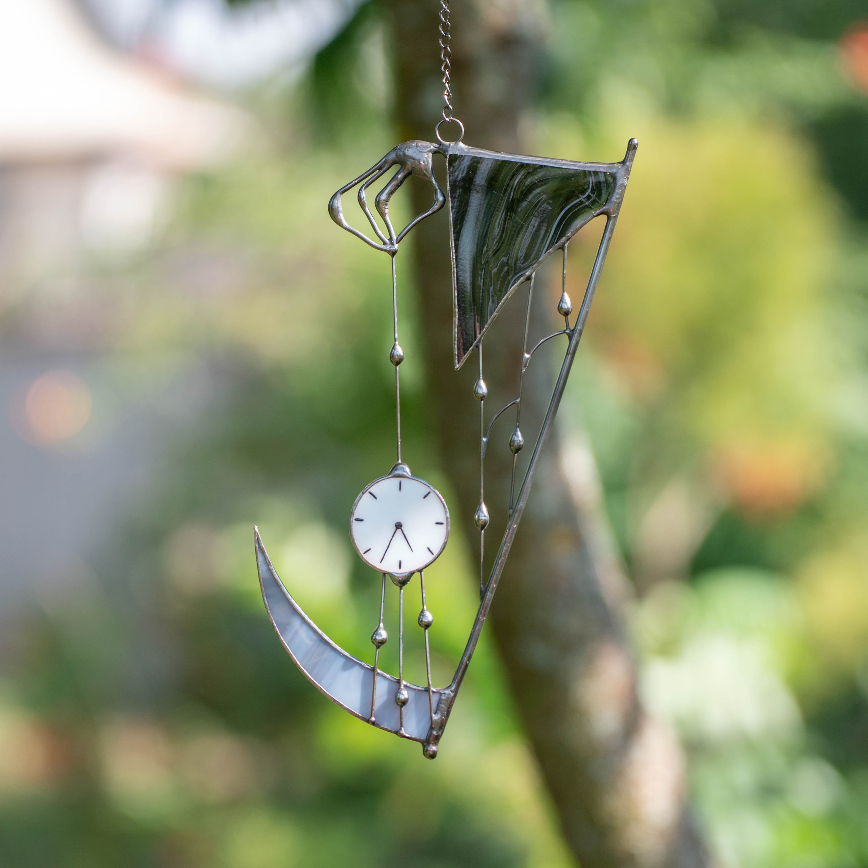 Grim reaper stained glass suncatcher