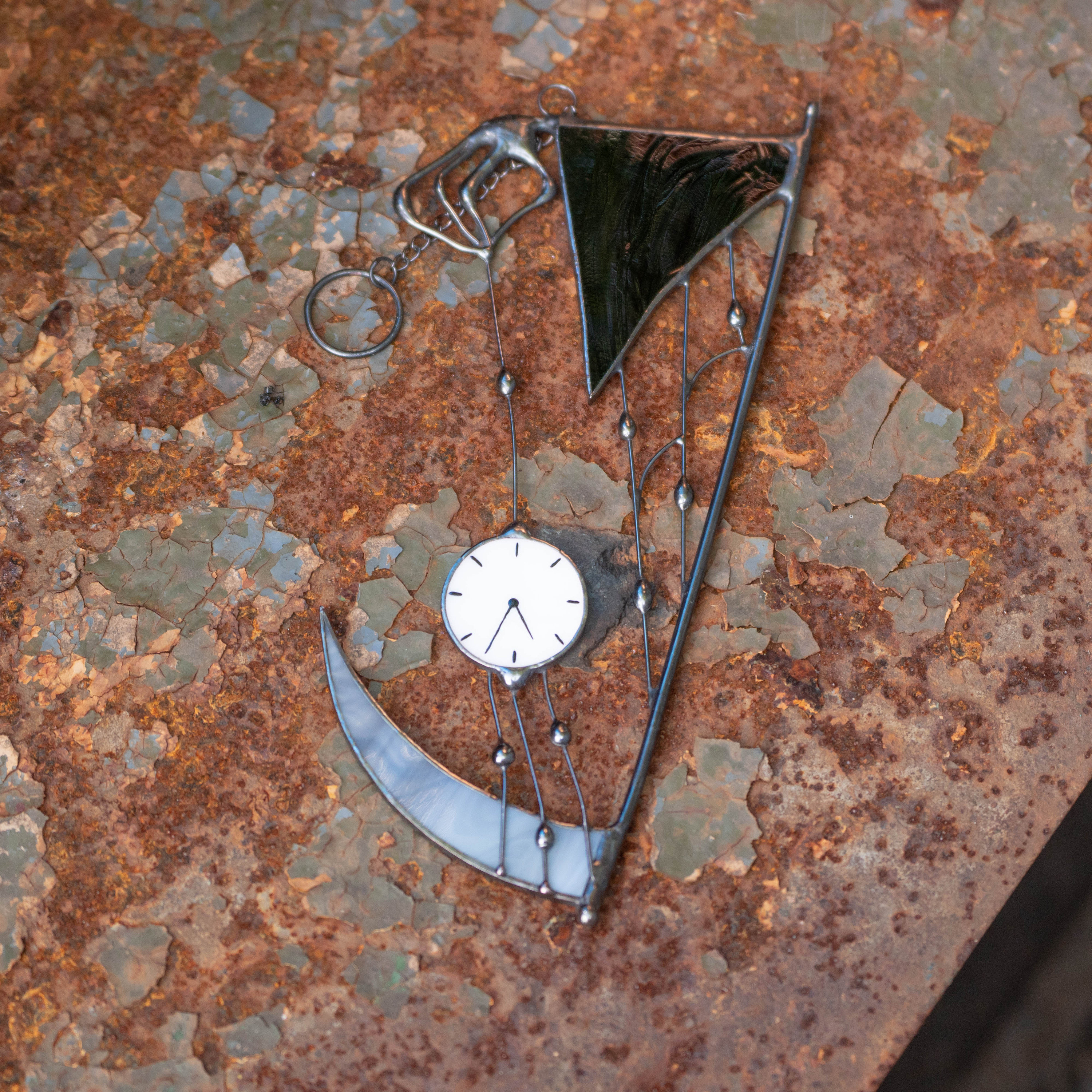 Grim reaper stained glass suncatcher