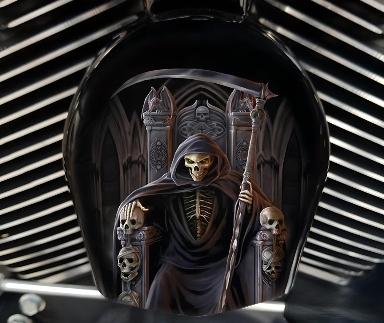 🔥COWBELL HORN COVER-Scrollwork Skulls