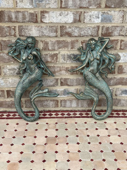 Cast Iron Nautical Mermaid Plaque Wall Hanging Rustic