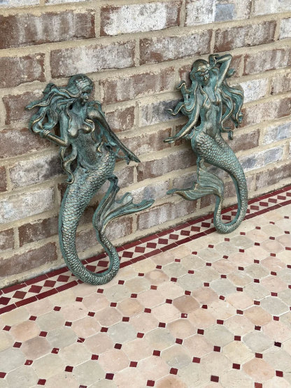 Cast Iron Nautical Mermaid Plaque Wall Hanging Rustic