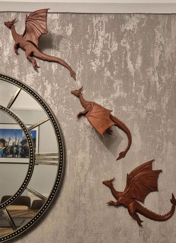 Flying Dragon Wall Decor Set