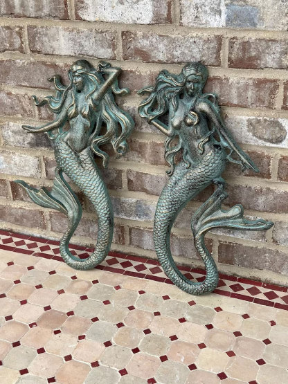 Cast Iron Nautical Mermaid Plaque Wall Hanging Rustic