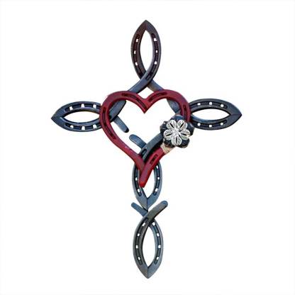 💕Natural Horseshoe Cross with Heart