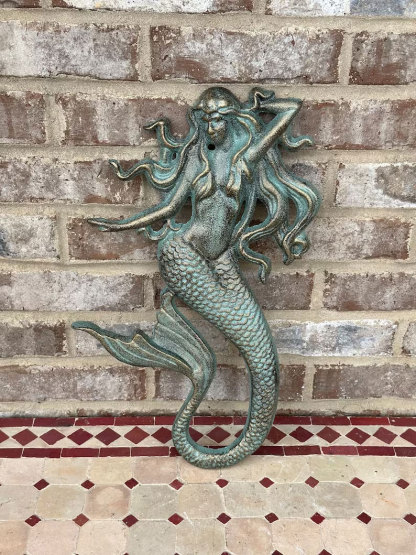 Cast Iron Nautical Mermaid Plaque Wall Hanging Rustic