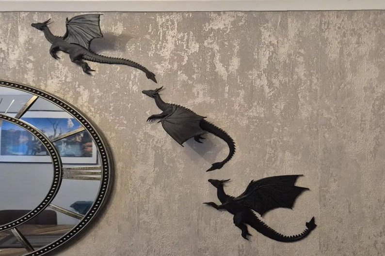 Flying Dragon Wall Decor Set