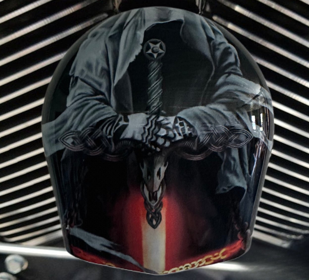 🔥COWBELL HORN COVER-Scrollwork Skulls