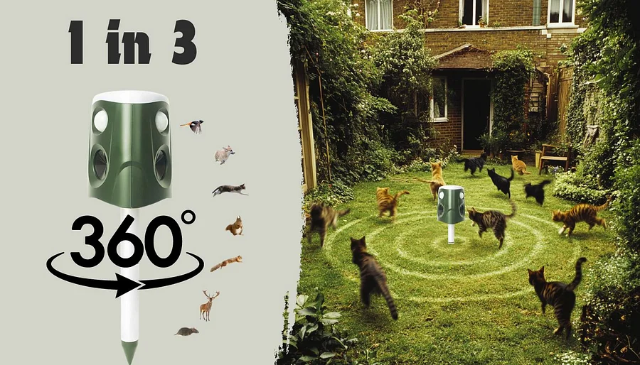 Gfouk US 360° Cat Repellent Outdoor Device