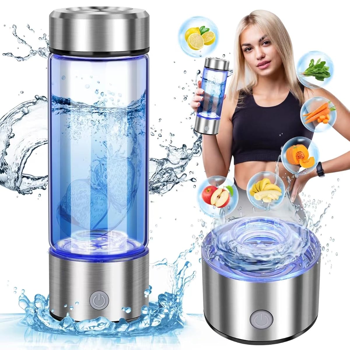 Upgraded Hydrogen Water Bottle, Hydrogen Water Generator with Advanced SPE PEM Technology,