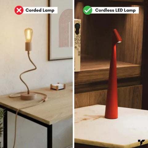 Cordless LED Touch Table Lamp - Modern Rechargeable Bedside Light