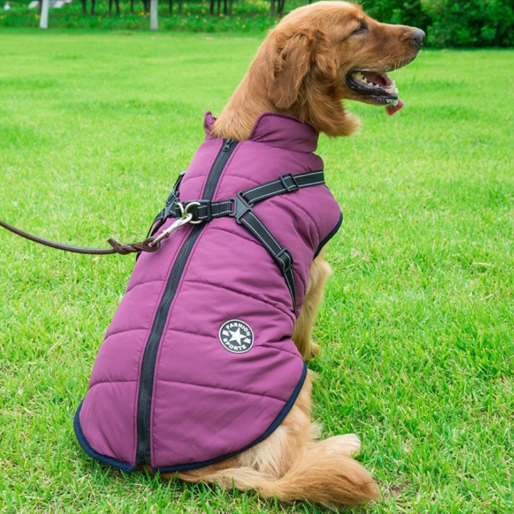 Waterproof Winter Dog Jacket with Integrated Harness - Keep Your Pet Warm and Secure