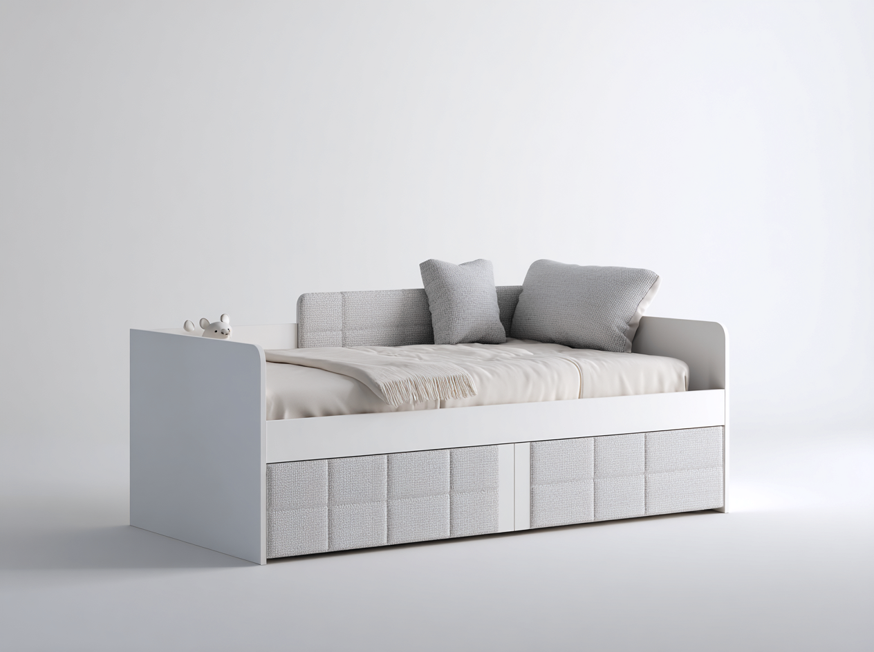 Canapé lit avec rangements intégrés 200x90x80 cm - blanc - design moderne-Homigobay