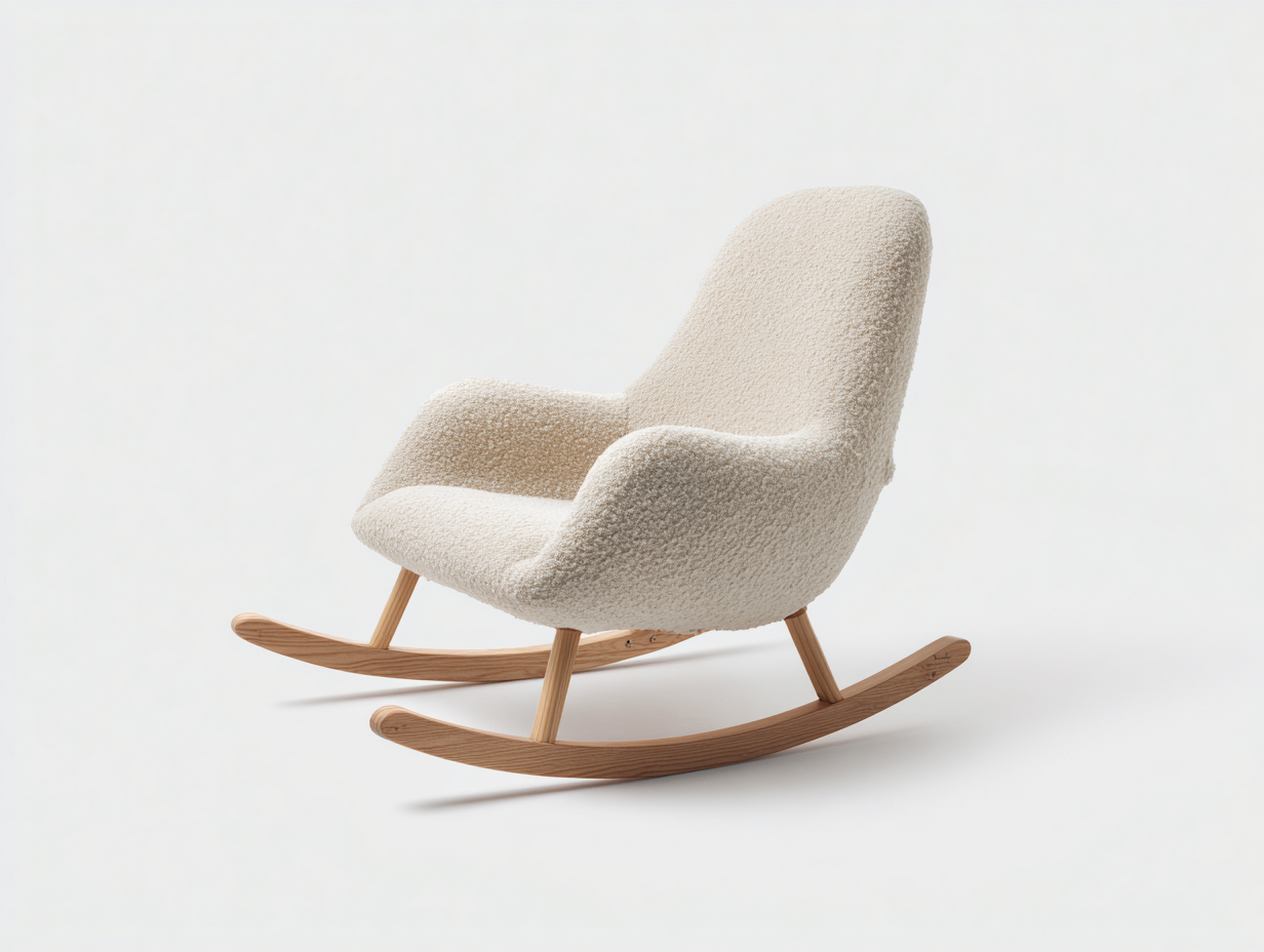 Fauteuil à bascule en tissu et bois 78x92x98 cm - beige - fauteuil intérieur à balancement doux et design épuré-Homigobay