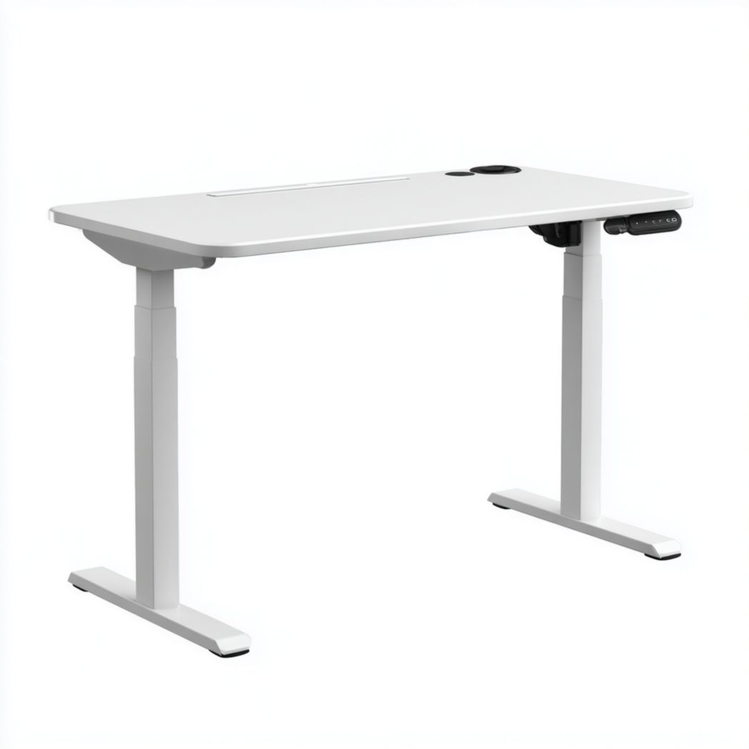 Bureau rectangulaire avec plateau en bois massif et piètement en acier-Crean Furniture