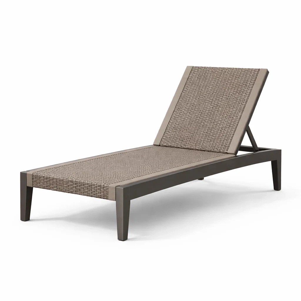 Chaise longue de jardin en aluminium et résine tressée beige-Pure Spacez
