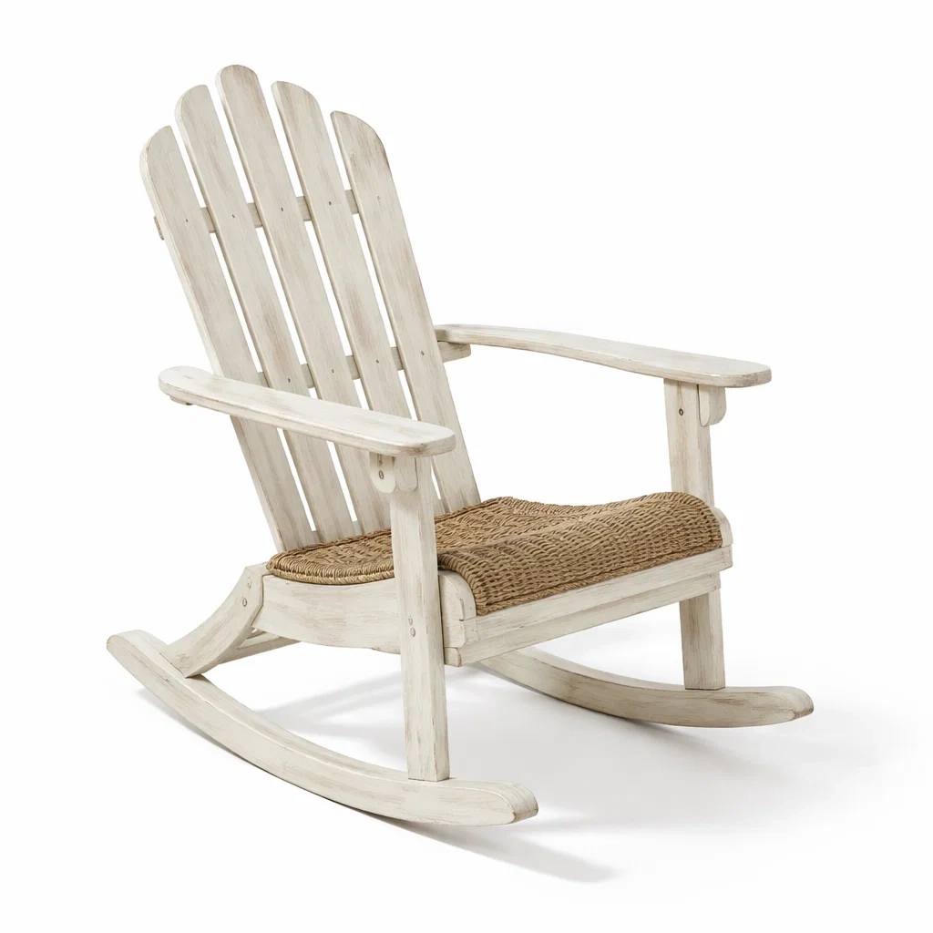 Fauteuil à bascule en bois avec coussin en jute-Pure Spacez