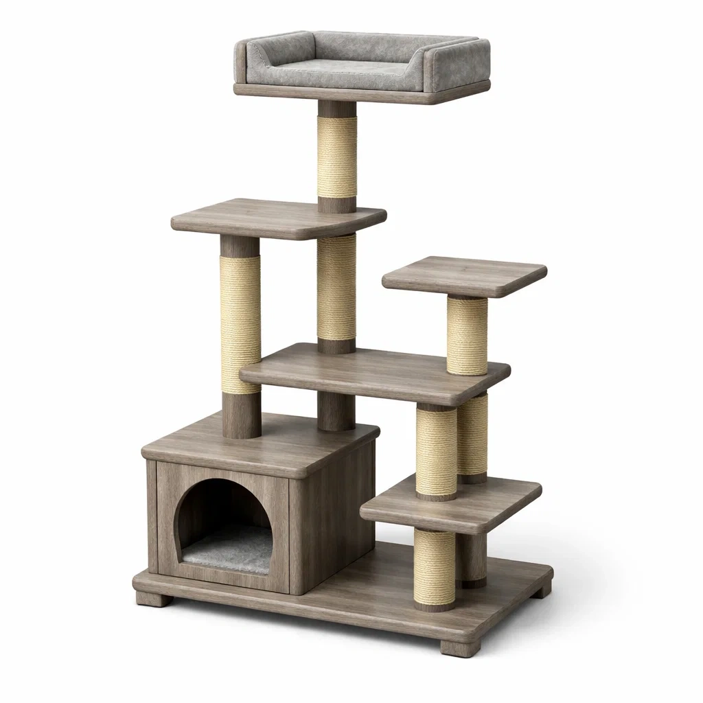 Arbre à chat en bois et sisal gris-Pure Spacez