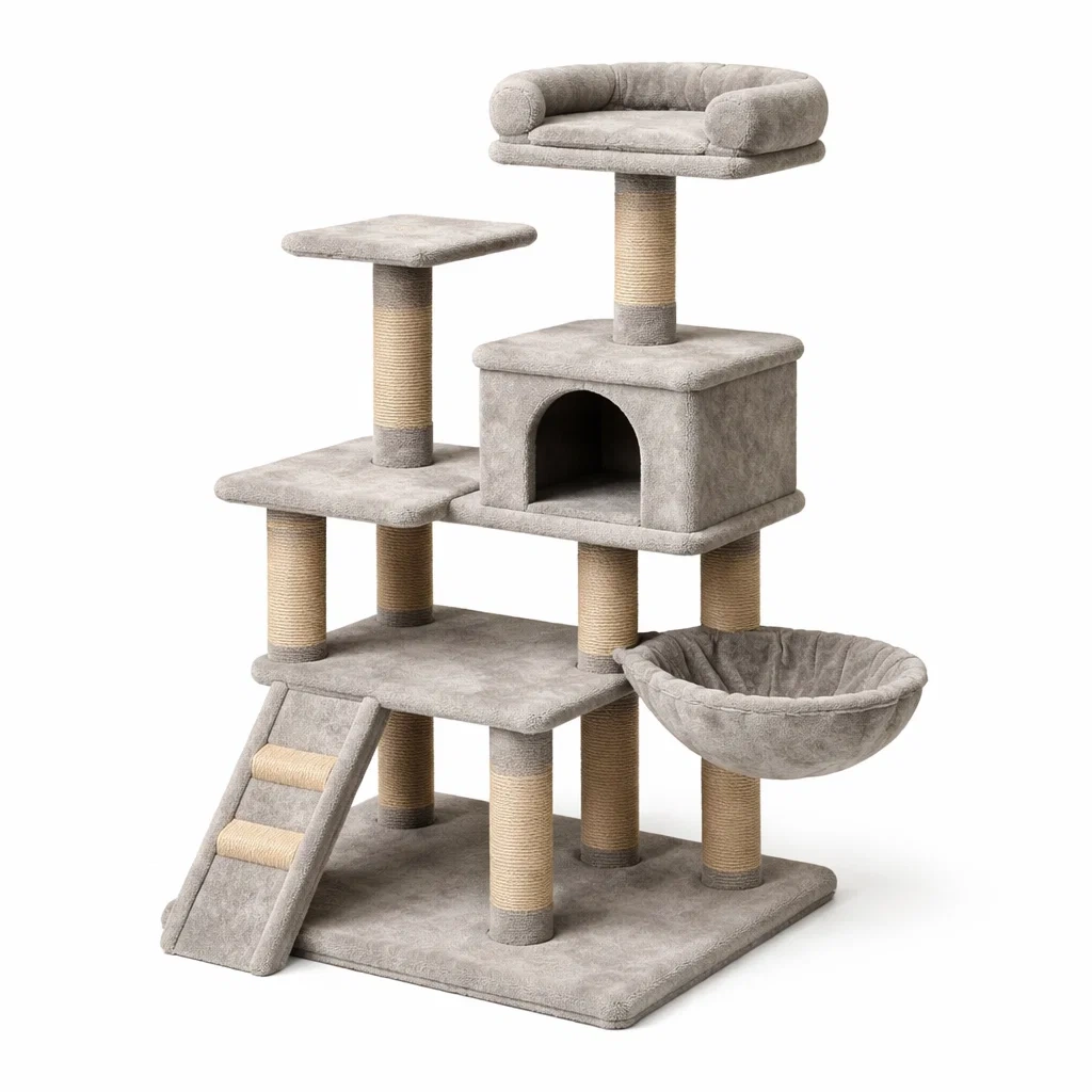 Arbre à chat en tissu et sisal gris-Pure Spacez