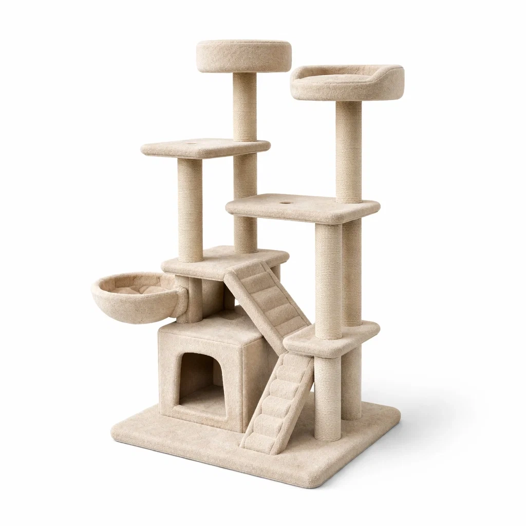 Arbre à chat en panneaux de particules et sisal avec plateformes et niches-Pure Spacez