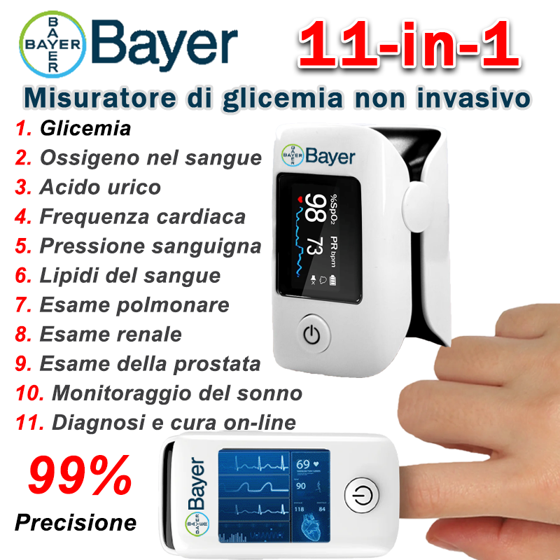 【11-in-1】Misuratore di glicemia multifunzionale non invasivo Bayer