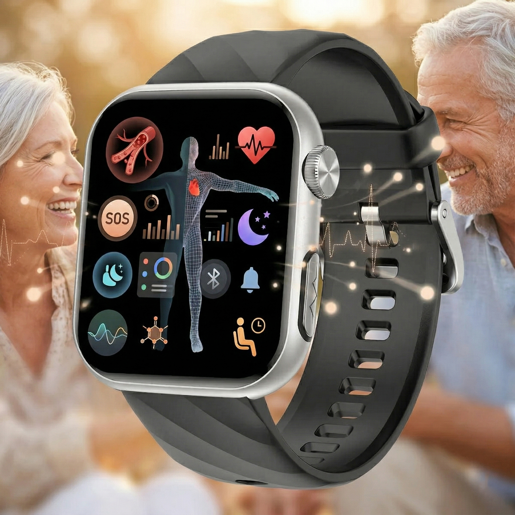 Beste FITVII® GT5 Pro Max Blutdruckmessung Smartwatch mit Blutzucker EKG Herzfrequenz + Anrufe Gesundheits- und Fitness-Tracker 2026